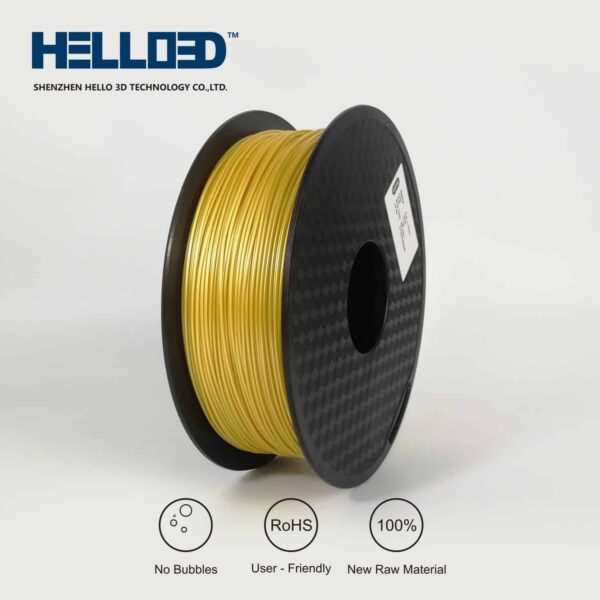 Hello3D is one of earth's best 3D Printing filament! 3D Printer filament of High Quality in PLA, PETG, ABS and more at a reasonable price! Gold filament