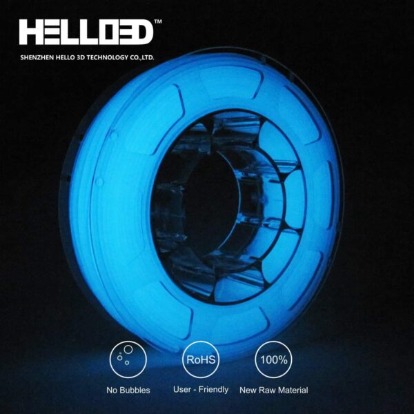 Hello3D is one of earth's best 3D Printing filament! 3D Printer filament of High Quality in PLA, PETG, ABS and more at a reasonable price! Glow in the dark Blue filament