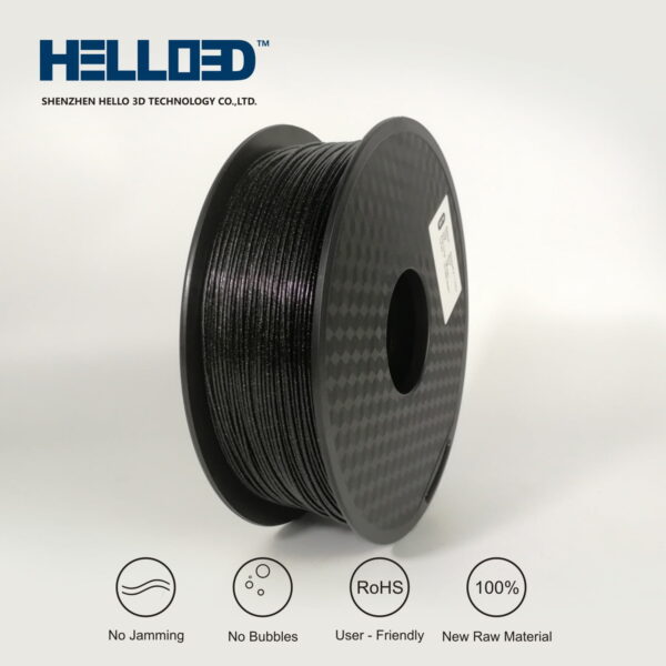 Hello3D is one of earth's best 3D Printing filament! 3D Printer filament of High Quality in PLA, PETG, ABS and more at a reasonable price! Shinning Black 3D Filament