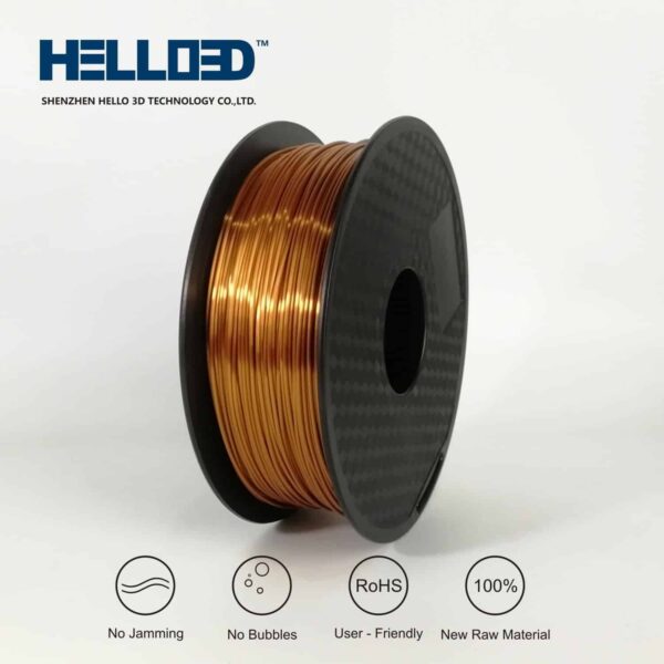 Hello3D is one of earth's best 3D Printing filament! 3D Printer filament of High Quality in PLA, PETG, ABS and more at a reasonable price! Silk copper 3D Filament