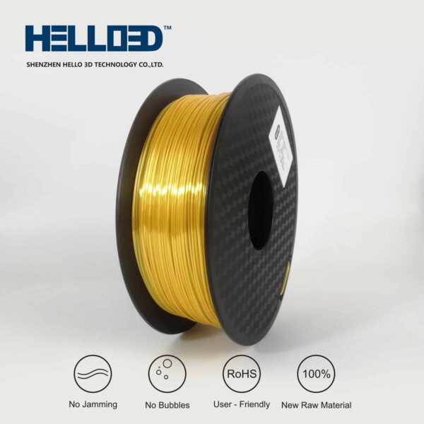 Hello3D is one of earth's best 3D Printing filament! 3D Printer filament of High Quality in PLA, PETG, ABS and more at a reasonable price! Silk Gold 3D Filament