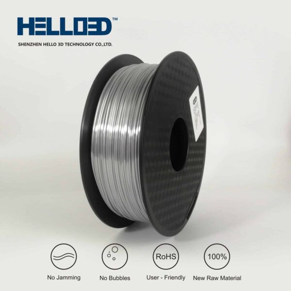 Hello3D is one of earth's best 3D Printing filament! 3D Printer filament of High Quality in PLA, PETG, ABS and more at a reasonable price! Silk silver 3D Filament