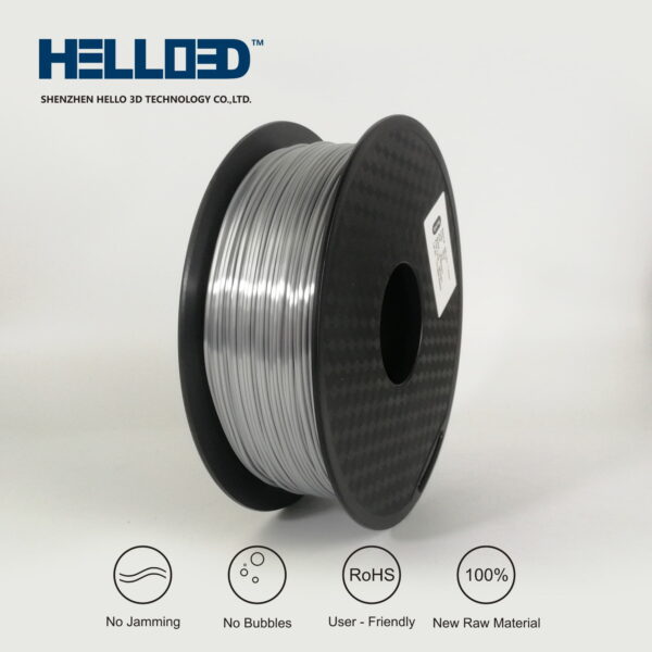 Hello3D is one of earth's best 3D Printing filament! 3D Printer filament of High Quality in PLA, PETG, ABS and more at a reasonable price! Silk silver 3D Filament