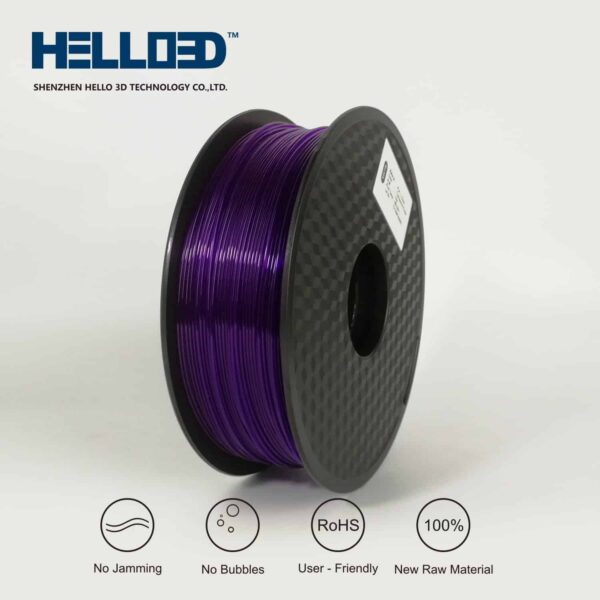 Hello3D is one of earth's best 3D Printing filament! 3D Printer filament of High Quality in PLA, PETG, ABS and more at a reasonable price! Transparent Purple 3D Filament