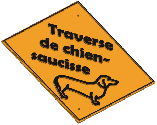 Pancarte Traverse de chien-saucisse de côté