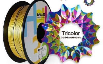 Soyeux – Or & Bleu & Fuchsia (Tri-couleur) – HELLO3D PREMIUM PLA Filament 1.75mm – 1KG